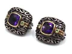 Vintage 925 sterling silver Amethyst earrings
