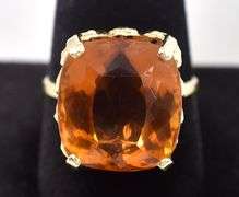 Marvelous 14K Yellow Gold Approx. 17.00CTS Citrine Gemstone Ring