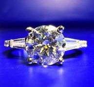 14 Kt White Gold Plate 2.25 Ct VVs1 White H-I Fire Moissanite Ring