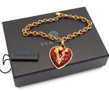 Versace Resin & Crystal Heart Virtus Bracelet w/Box