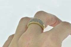 14K Yellow Gold Pave Squared Diamond Statement Band Ring