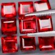 Stunning 6.42ct square cut cherry red Garnet set