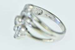 14K White Gold 0.50 Ctw Round Diamond Layered Geometric Ring