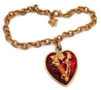 Versace Resin & Crystal Heart Virtus Bracelet w/Box