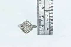 10K White Gold Squared Diamond Pave Domed Statement Ring