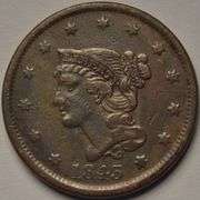 1843 Braided Hair Large Cent, Circulated.