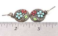 Multi-Gemstone Flower Dangle Earrings in Sterling Silver