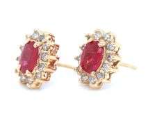 14kt Yellow gold 1ctw Ruby and diamond accent earrings