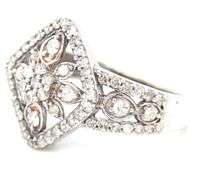 10kt White gold Rose and white gold diamond cluster ring