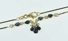 18K Yellow Gold Pear Sapphire Diamond Chevron Chain Necklace