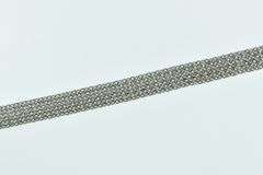 Platinum 18k Gold 6.5mm Squared Flat Mesh Chain Necklace