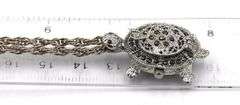 Vintage 925 sterling silver Turtle watch on Italian Rope chain necklace