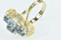 14K Yellow Gold 2.20 Ctw Oval Sapphire Diamond Statement Ring