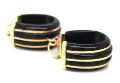 Set of 14kt Yellow gold black onyx and gold Stripe earrings and ring