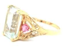 14kt Yellow gold emerald cut Lemon quartz ring