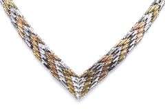 Vintage 925 sterling silver two tone V shaped mesh necklace
