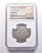 Genuine El Cazador Spanish Colonial 4 Reales NGC Shipwreck Certificate