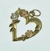 14K Yellow Gold Black Hills Flower Heart Love Symbol Charm/Pendant