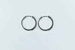 10K White Gold Black & White Diamond Classic Hoop Earrings
