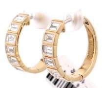 New 2.03ctw Baguette Diamond Bezel Set Hoop Earrings in 14K