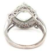 14kt White gold Cushion cut Prasolite and diamond ring