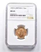 MS65 1925 Great Britain 1 Sovereign Gold Coin NGC