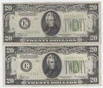 2 Much nice 1934 Series $20 Federal Reserve Notes