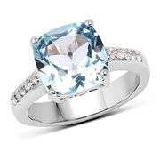 Blue & White Topaz in .925 Sterling Silver Ring