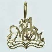 14K Yellow Gold #1 Number One Mom Mother's Day Charm/Pendant