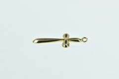 14K Yellow Gold Cross Curved Vintage Christian Faith Charm/Pendant