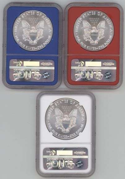 3 Special 2016 Red, White, & Blue NGC MS70 First Day of Issue $1 Silver Eagles