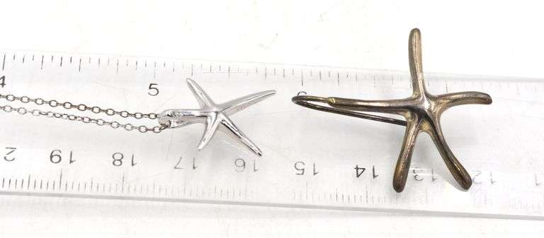 925 Sterling silver star fish pendant on chain and star fish earrings