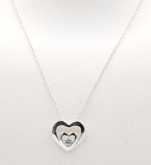 925 Sterling silver Grandma cubic zirconia double heart pendant on chain