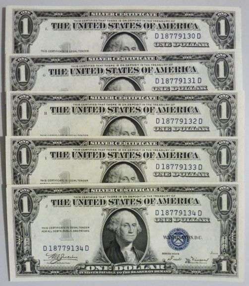 (10) Superb Crisp 1935B $1 Dollar Silver Certificates Consecutive!