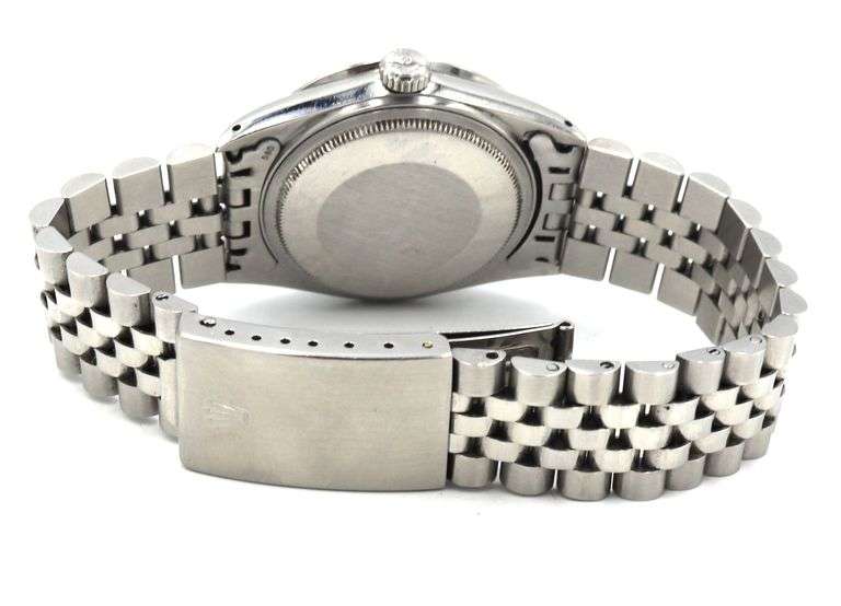 Rolex date just 36mm MOP dial and diamond bezel on Jubilee bracelet watch