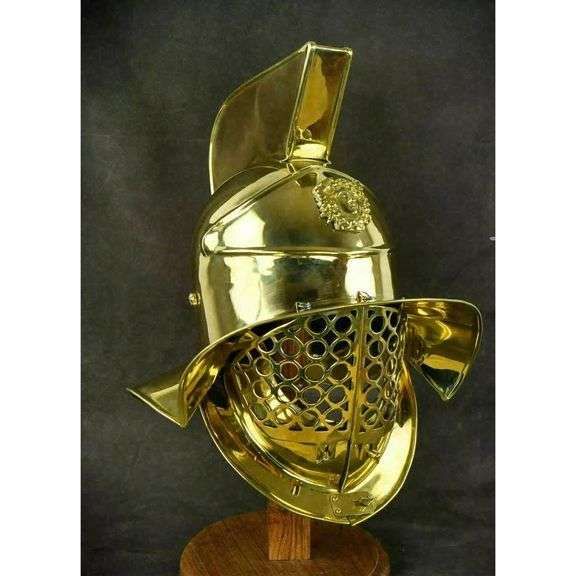 Medieval Brass Gladiator Roman Fighter Helmet Armor