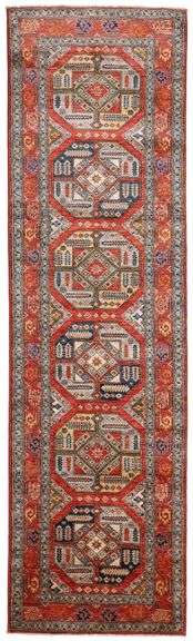 Handmade Kazak Design Runner 2.9x9.9