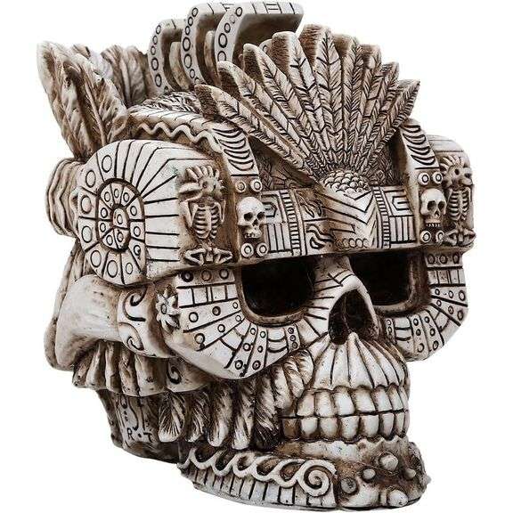 Montezuma Aztec Ruler Skull Collectible Figurine