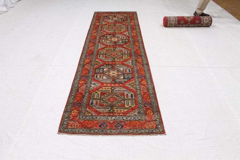 Handmade Kazak Design Runner 2.9x9.9