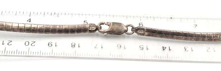 Group lot of 5 Vintage 925 sterling silver omega necklaces