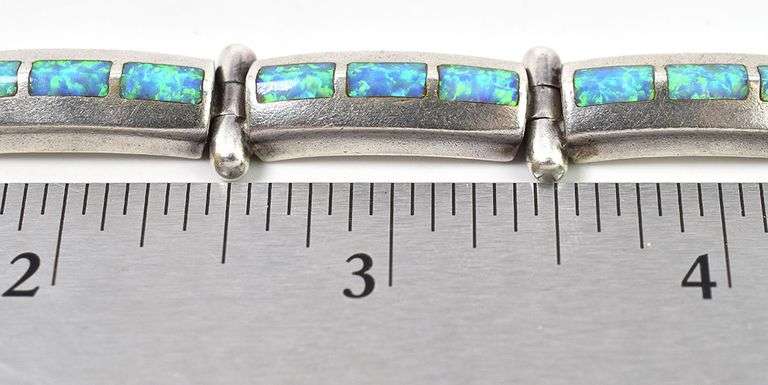 Opal Gemstone Fancy Link Bracelet in Sterling Silver