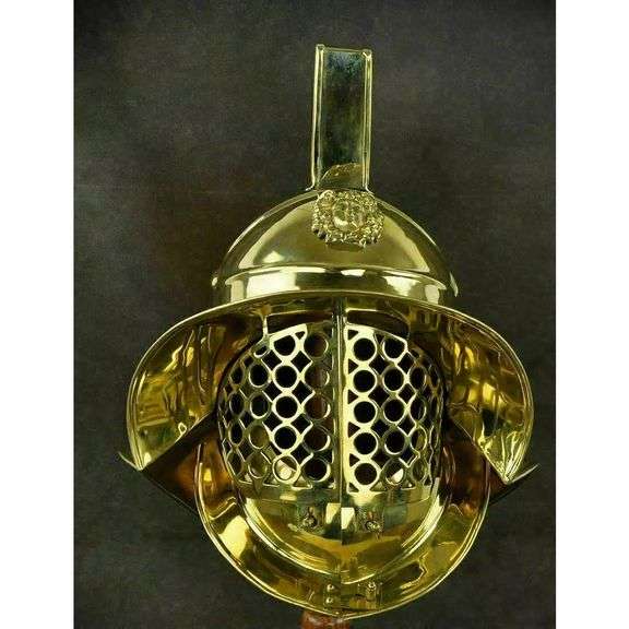 Medieval Brass Gladiator Roman Fighter Helmet Armor