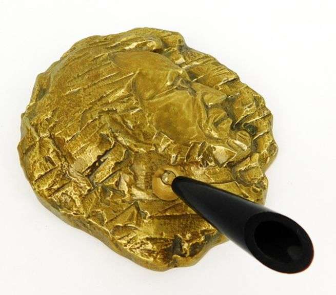 Vintage Abe Lincoln Brass Pen Holder