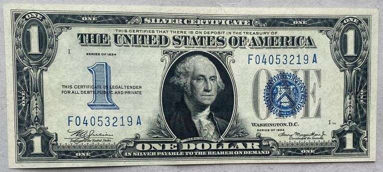 Richly Inked $1 1934 Funny Back Silver Certificate