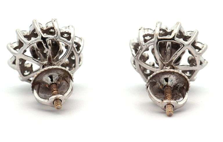 1.30ctw Diamond Cluster Frame Stud Earrings in 14K