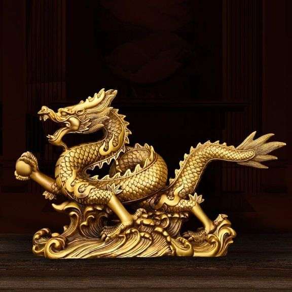 Brass Dragon Statue for Wealth and Success