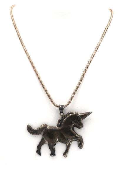 Vintage 925 sterling silver Unicorn pendant on Italian chain necklace