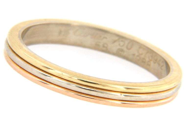 Cartier Vendome Louis Cartier Wedding Band Ring in 18K, CZ 58