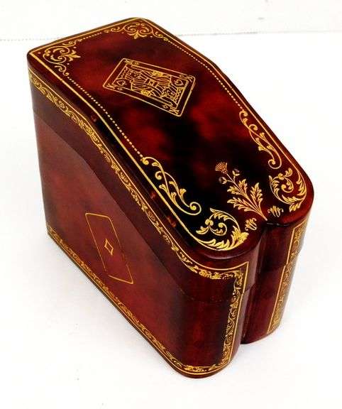 Vintage Italian Florentine Leather Playing Cards Box
