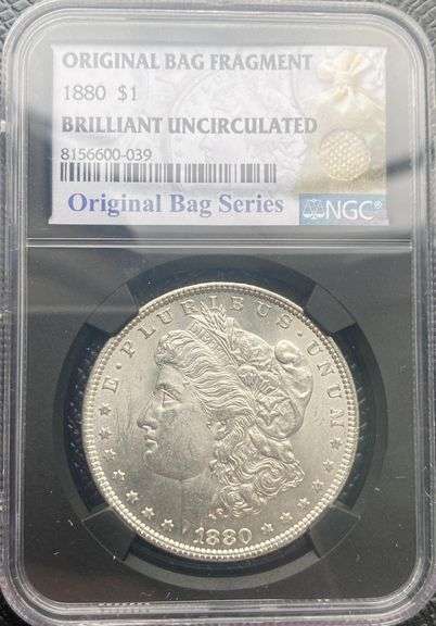 1880 Brilliant Uncirculated Morgan $ NGC With Original Bag Fragment
